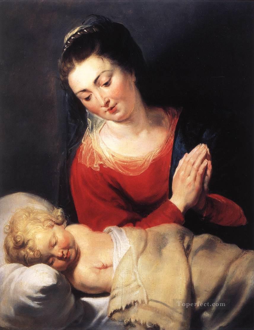 Virgin in Anbetung vor dem Christkind Peter Paul Rubens Ölgemälde
